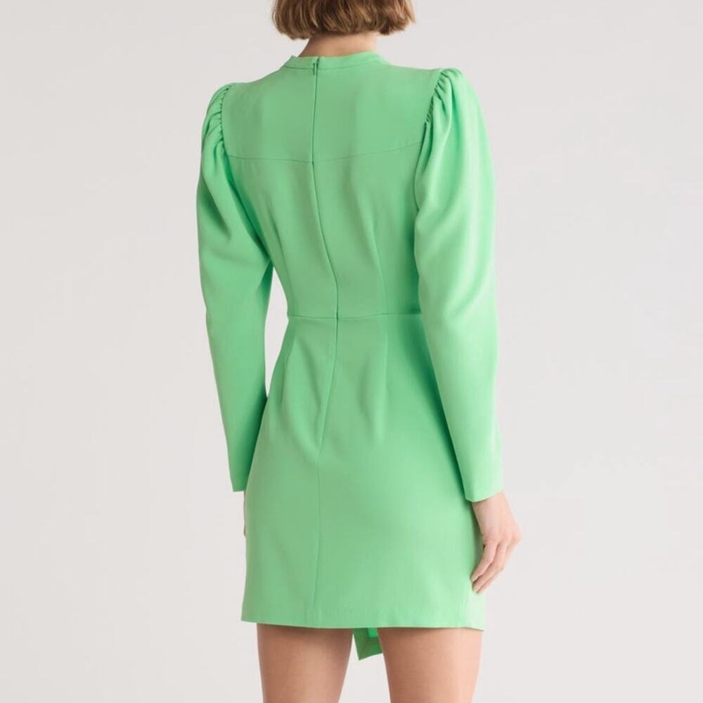 ALC Jane Bright Green Long Sleeve Ruched Mini Dress Structured Size 8 NWT - Picture 4 of 11